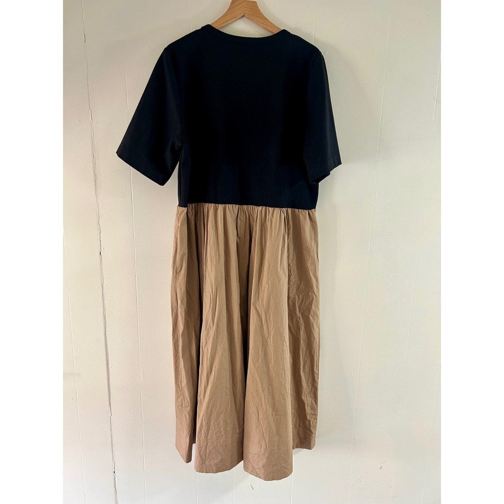 Maye Mimi Jersey Cotton Midi Dress in Black/Camel sz L - Picture 5 of 5
